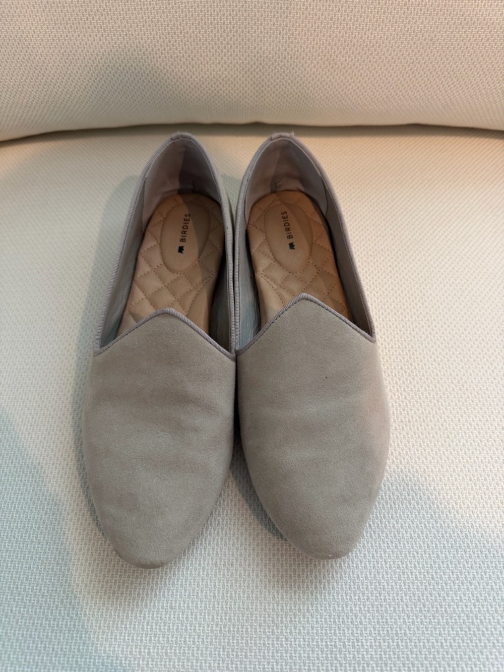 Birdies Women's Light Starling Grey Suede Slip-On Flats